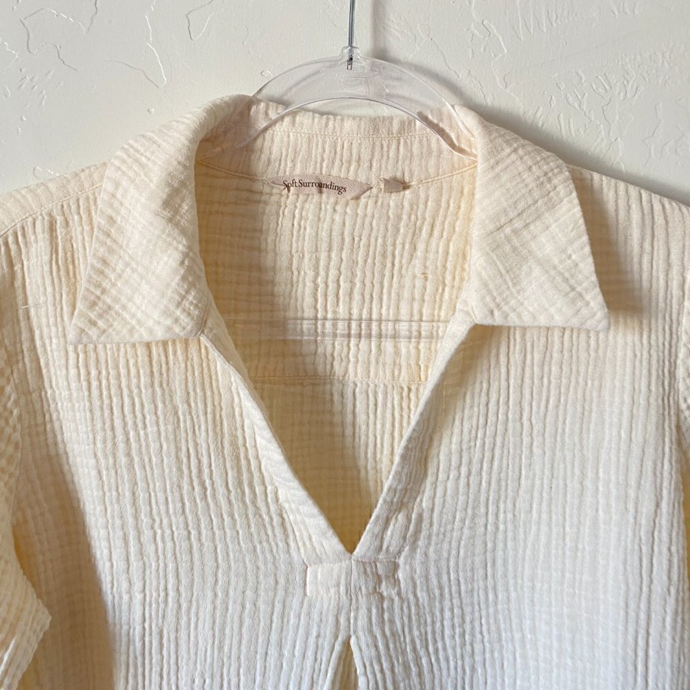 Soft Surroundings Key Biscayne Gauze Tunic 100% Cotton Ivory Medium - Picture 4 of 7